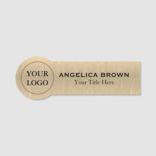 Metallic Gold Custom Logo Name Tag (Front)