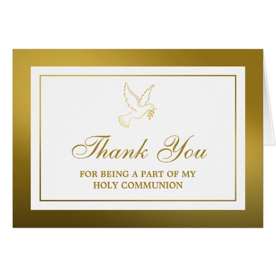 Metallic Gold Dove Holy Communion Or Confirmation Card