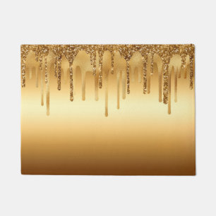 Metallic Gold Drip Abstract Elegant Luxury Style Doormat