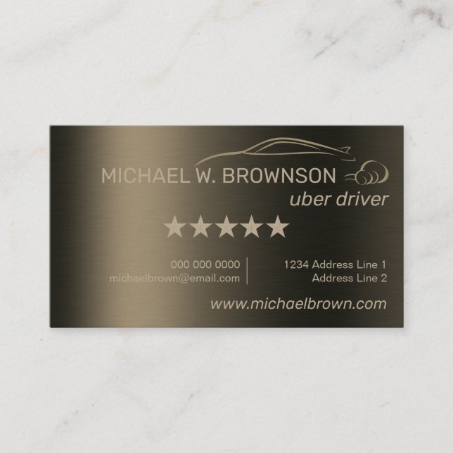 Metallic Gold Driver Chauffeur Automobile Car Business Card (Front)