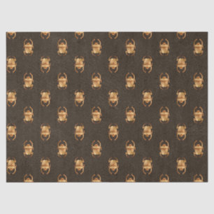 Metallic Gold Egyptian Scarab Beetles on Brown Tissue Paper