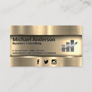 Metallic Gold   Finance Stock Chart Logo Business Card
