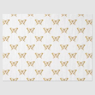 Metallic Gold Foil Butterflies on White Tissue Paper
