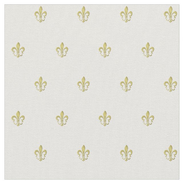 Metallic Gold French Fleur de Lis Combed Cotton Fabric (Close Up)