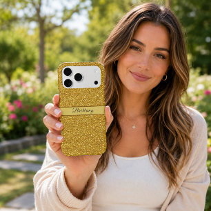 Metallic Gold Glitter Artsy Abstract Add Name