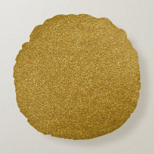 Metallic gold glitter texture round cushion