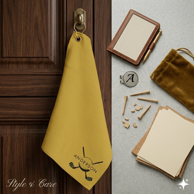 Metallic Gold Golf Towel Featuring Name and Logo (Metallic Gold Golf Towel Featuring Name and Logo)