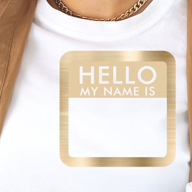 Metallic Gold Hello My Name Is Stickers (Creator Uploaded)