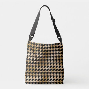 Metallic gold hounds tooth, fashion pattern. crossbody bag