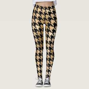 Metallic gold hounds tooth, fashion pattern. leggings