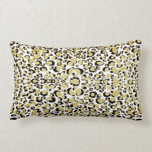 Metallic Gold Leopard Animal Print Throw Pillow