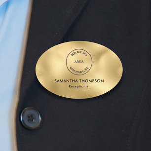 Metallic Gold Logo Hotel Staff Name Job Title Tag