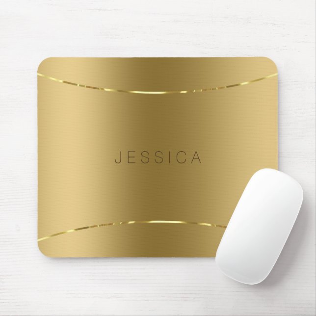 Metallic Gold Look Background Monogramed Mouse Pad (With Mouse)