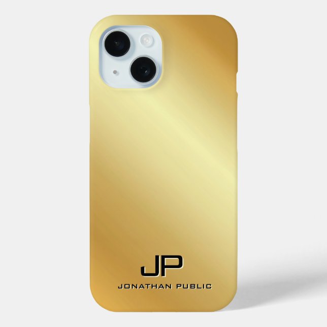 Metallic Gold Look Template Monogram Personalised Case-Mate iPhone Case (Back)