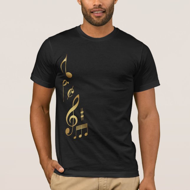 Metallic Gold Music Notes T-Shirt (Front)