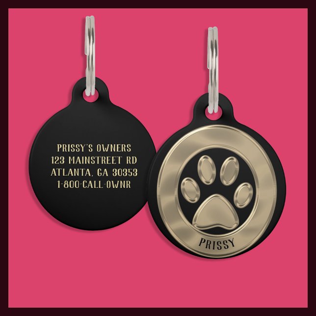 Metallic Gold Paw Print Pet Tag (Creator Uploaded)
