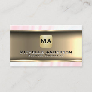 Metallic Gold Pink Marble Business Card