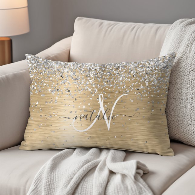 Metallic Gold Pretty Girly Silver Glitter Sparkly Decorative Cushion (Creator Uploaded)