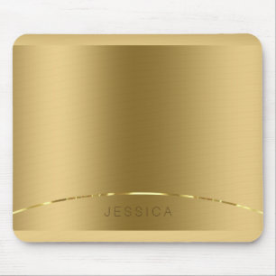 Metallic Gold Print Background Monogramed Mouse Pad