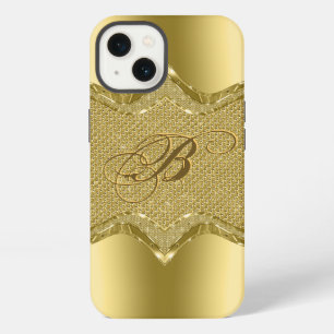 Metallic Gold print With Diamonds Pattern iPhone 13 Case