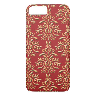 Metallic Gold Red Damask Pattern Case-Mate iPhone Case