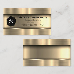 Metallic Gold Saw Hammer Business Card