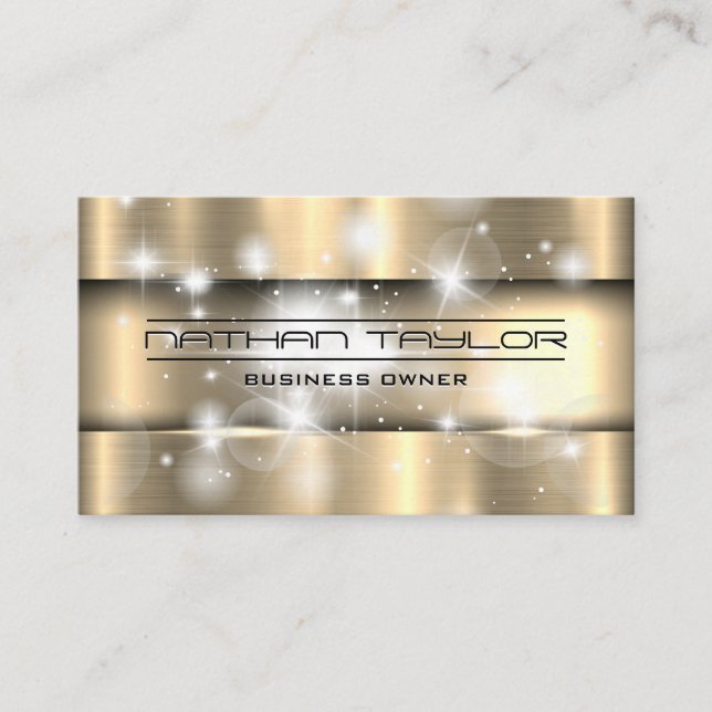 Metallic Gold | Sparkle Bokeh Glow Business Card (Front)
