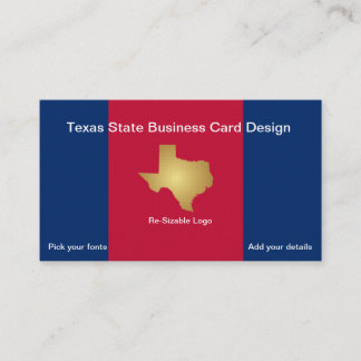 Metallic Gold State of Texas Business Card