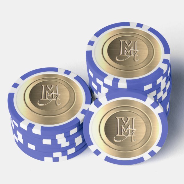 Metallic Gold Steel Engraved Monogram Poker Chips (Stack)