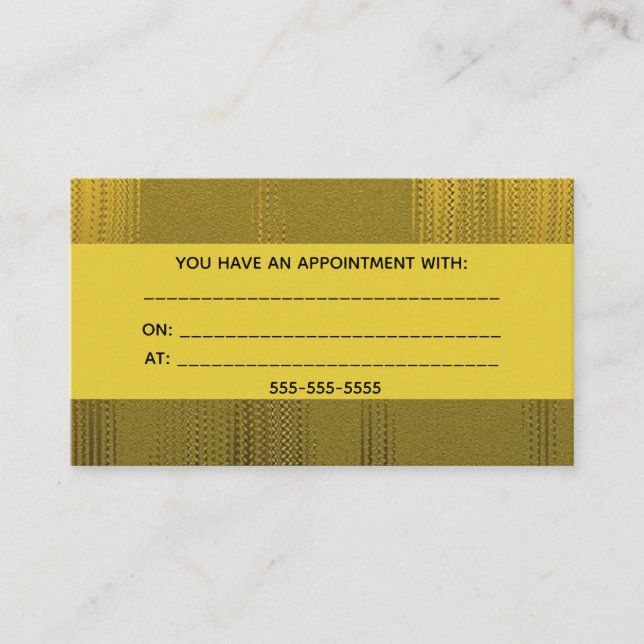 Metallic Gold Streaks Appointment Card (Front)