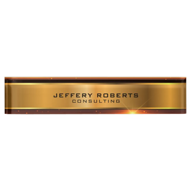 Metallic gold stripes nameplate (Front)
