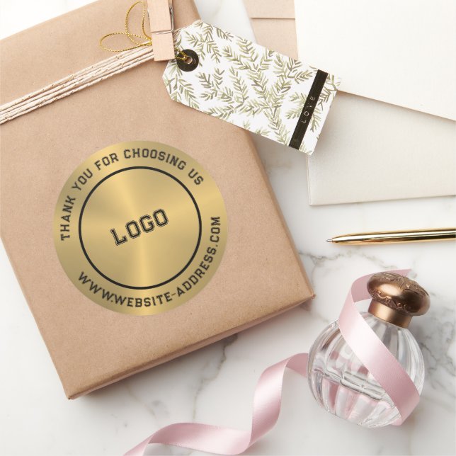 Metallic Gold Texture Custom Text Classic Round Sticker (Gifting)