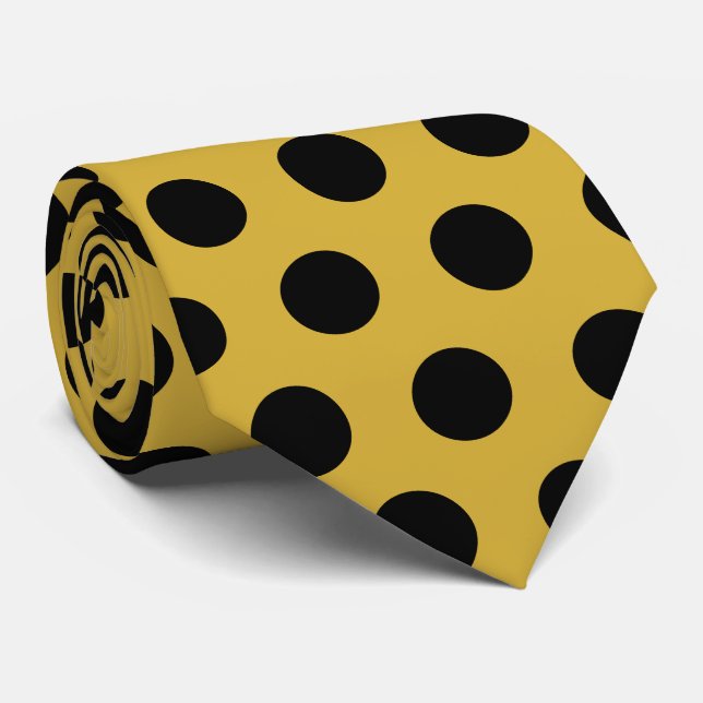 Metallic Gold Tie with Classy Black Dot Style (Rolled)