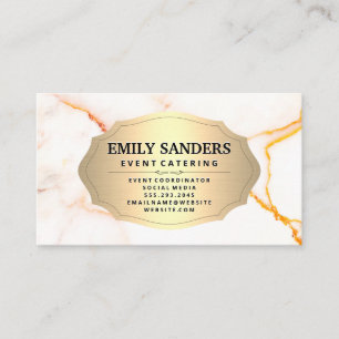 Metallic Gold White Marble Texture Business Card