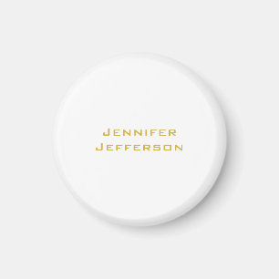 Metallic Gold & White Professional Modern Elegant Magnet
