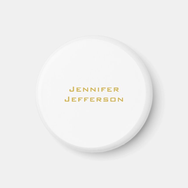 Metallic Gold & White Professional Modern Elegant Magnet (Front)
