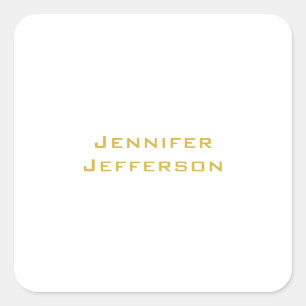 Metallic Gold & White Professional Modern Elegant Square Sticker