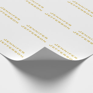 Metallic Gold & White Professional Modern Elegant Wrapping Paper