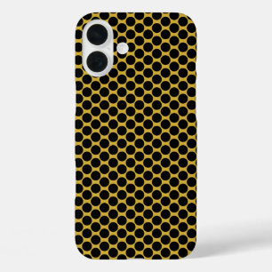 Metallic Gold with Black Dot Style iPhone 16 Plus Case