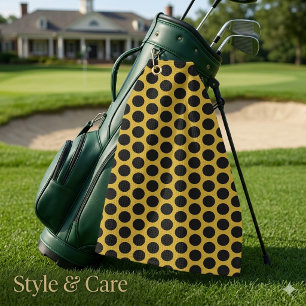 Metallic Gold with Black Dot Style Golf Towel
