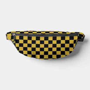Metallic Gold with Black Large Square Pattern Bum Bags
