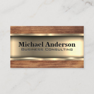 Metallic Gold   Wood Trim Business Card