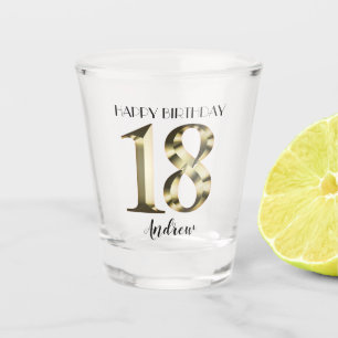 Metallic golden 18th birthday shot glass