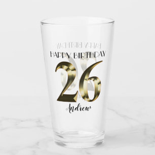 Metallic golden 26th birthday glass