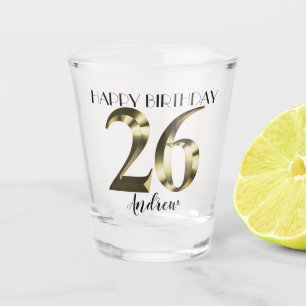 Metallic golden 26th birthday shot glass