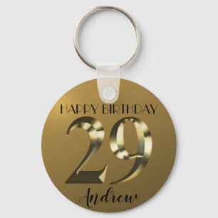 Metallic golden 29th birthday key ring