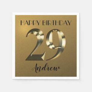 Metallic golden 29th birthday napkin