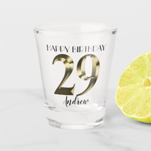 Metallic golden 29th birthday shot glass