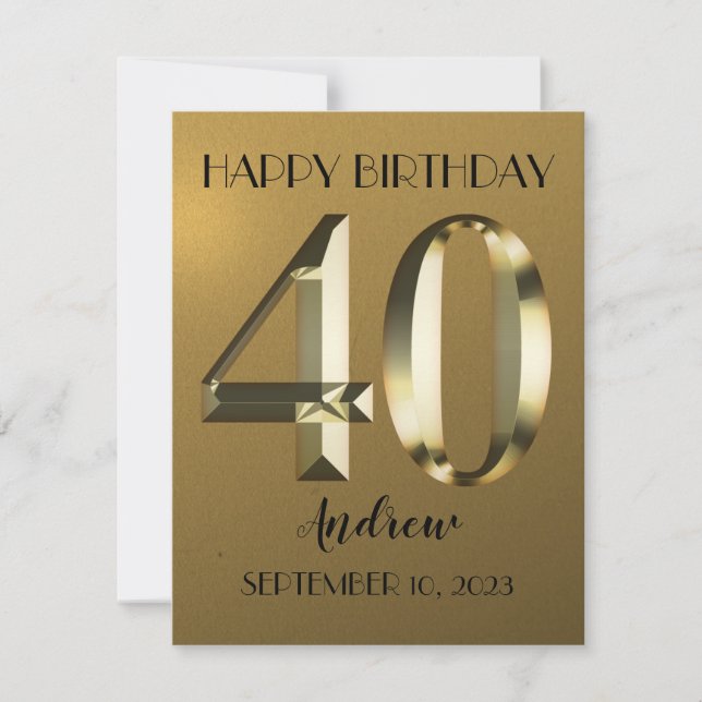 Metallic golden foil 40th birthday (Front)