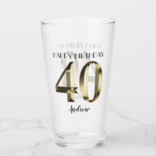 Metallic golden foil 40th birthday glass